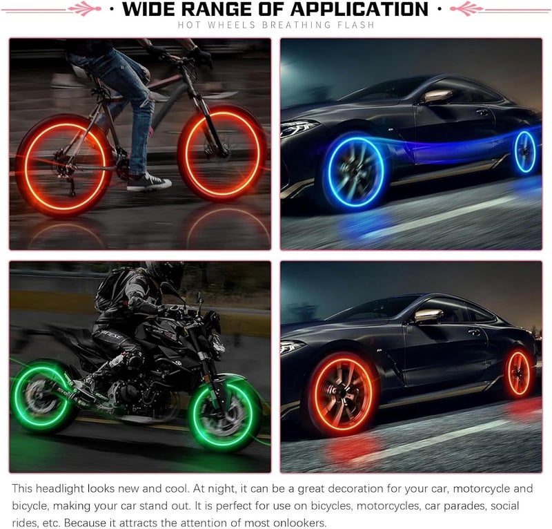 Fluher 6 PCS Car Tire Valve Light, Cool Modify Night Light Safety Shock Sensor Flash Light, Waterproof Tire Valve Stem LED Cap, Universal Wheel Decoration Accessory for Car Motorcycle (Multicolored) - Image 5